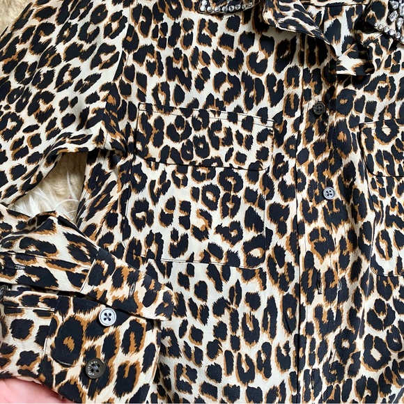 Equipment Leopard Print Crystal Button Down Shirt - Picture 3 of 7